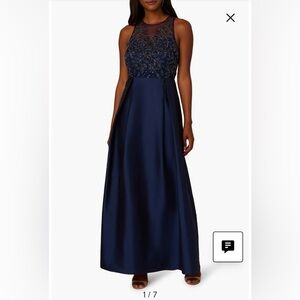 Papell Studio Beaded Mesh & Taffeta Ballgown